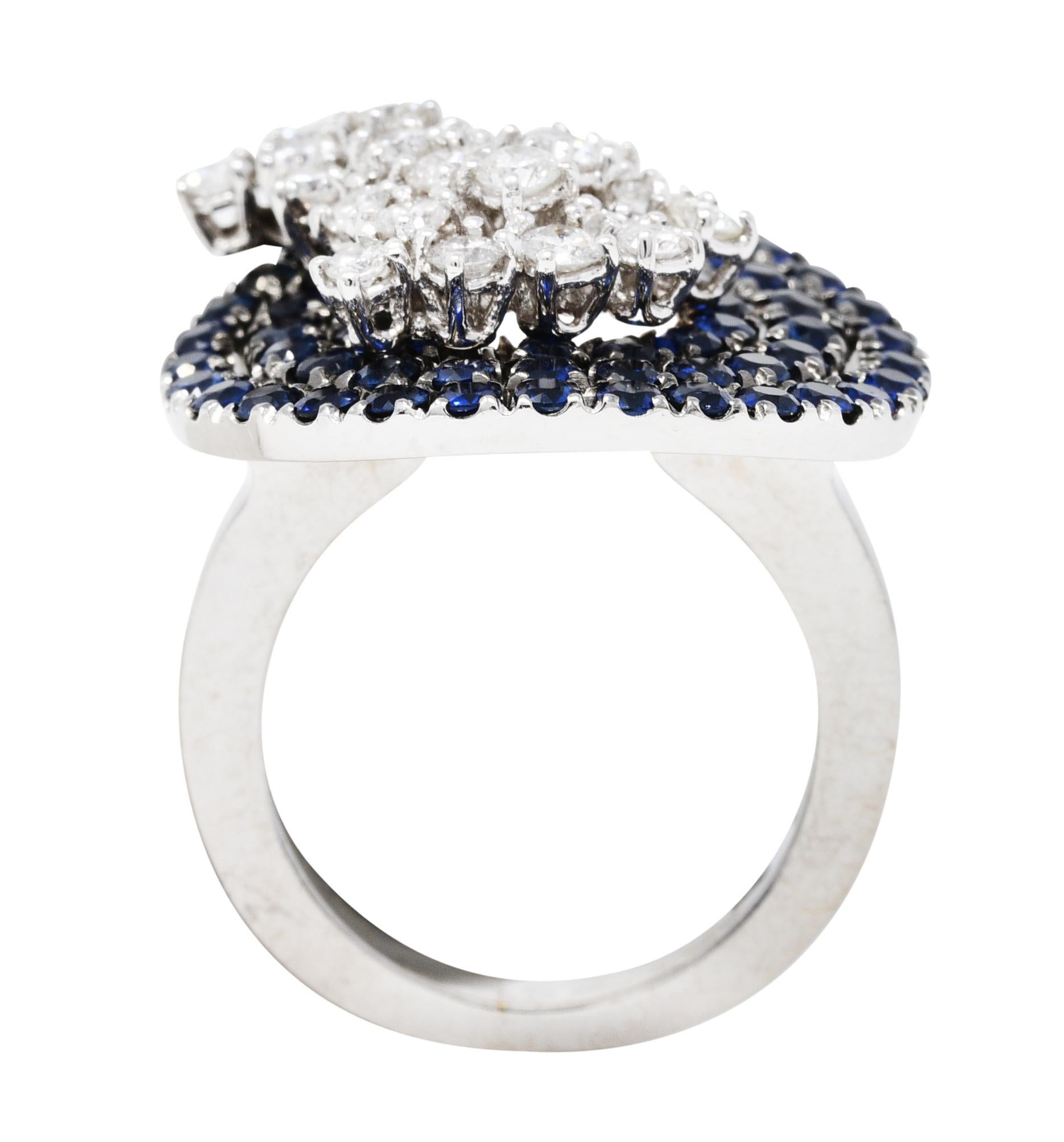 Roberta Porrati 3.10 Carats Diamond Sapphire 18 Karat White Gold Ring 2