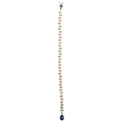 Roberta Porrati Diamond, Blue/Pink Sapphire and White/Black Pearls Gold Necklace