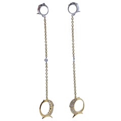 Roberta Porrati Diamond Gold Long Drop Fish Earrings