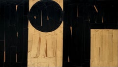 1970 Abstract large Mixed Media “FORMA” by Robertino Fatica - Black & Brown