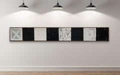 "The Barracks" 1970 Mixed Media Canvas Robertino Fatica LARGE B&W Abstract