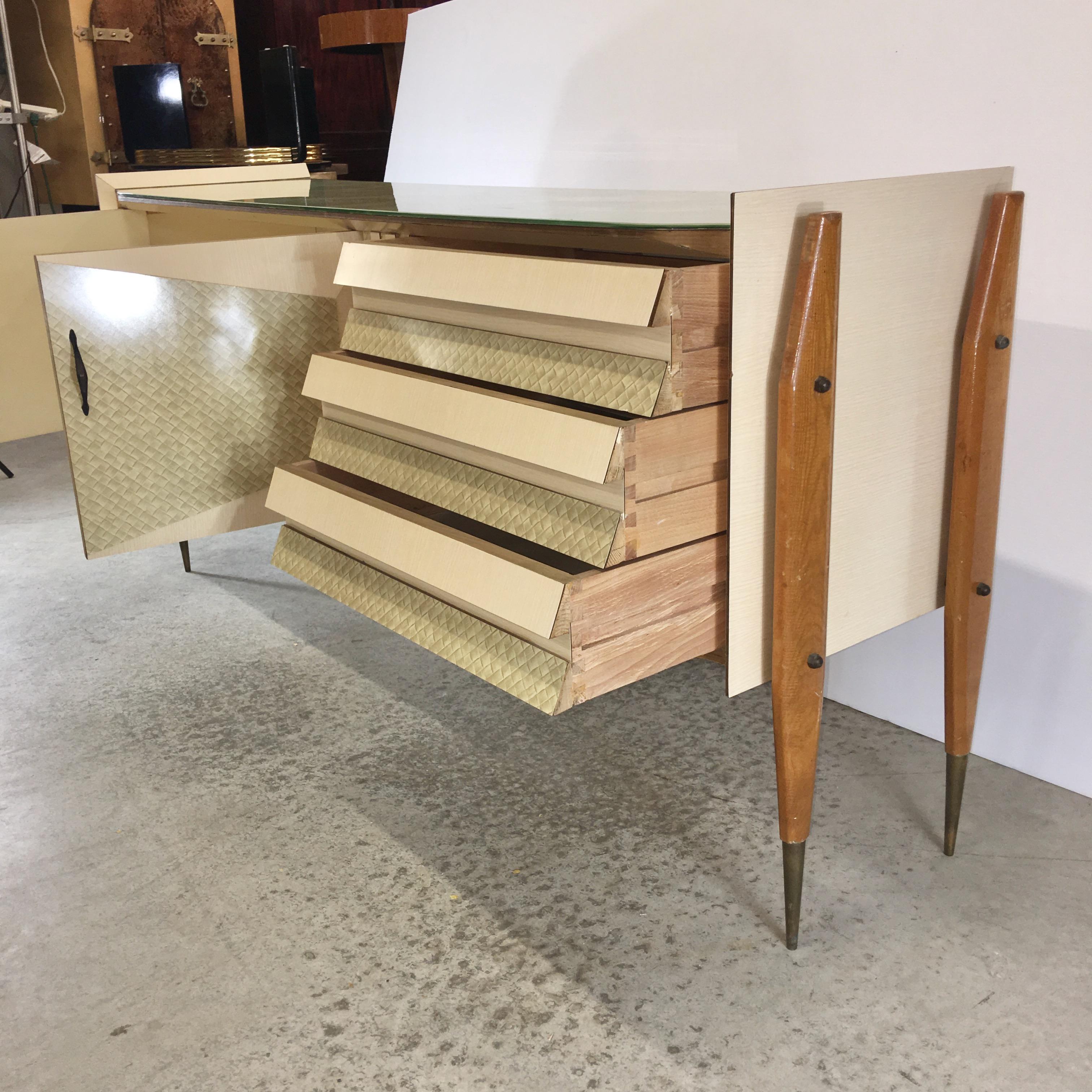 Roberto Aloi Floating Sideboard with Geometric Front For Sale 6