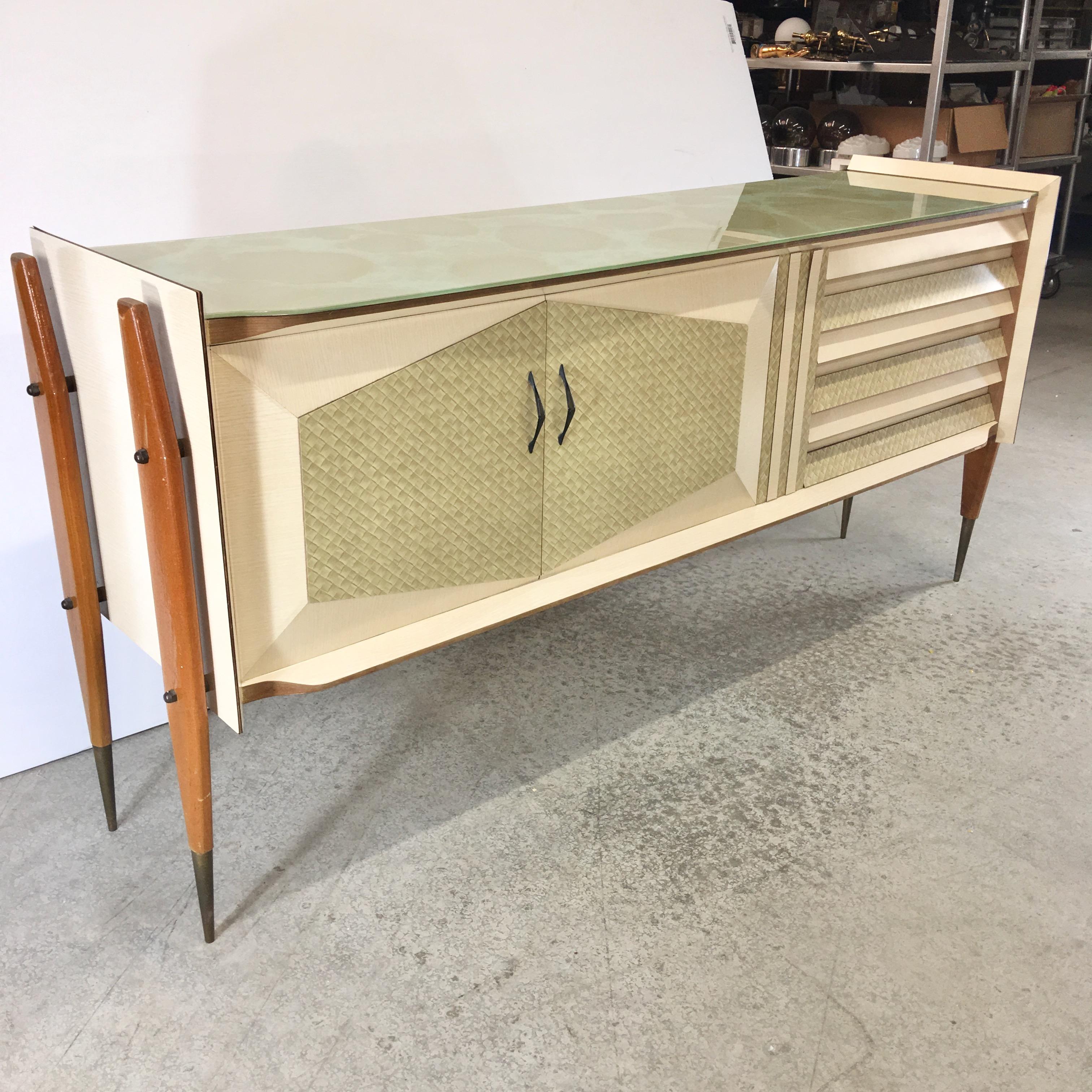 Roberto Aloi Floating Sideboard with Geometric Front For Sale 7