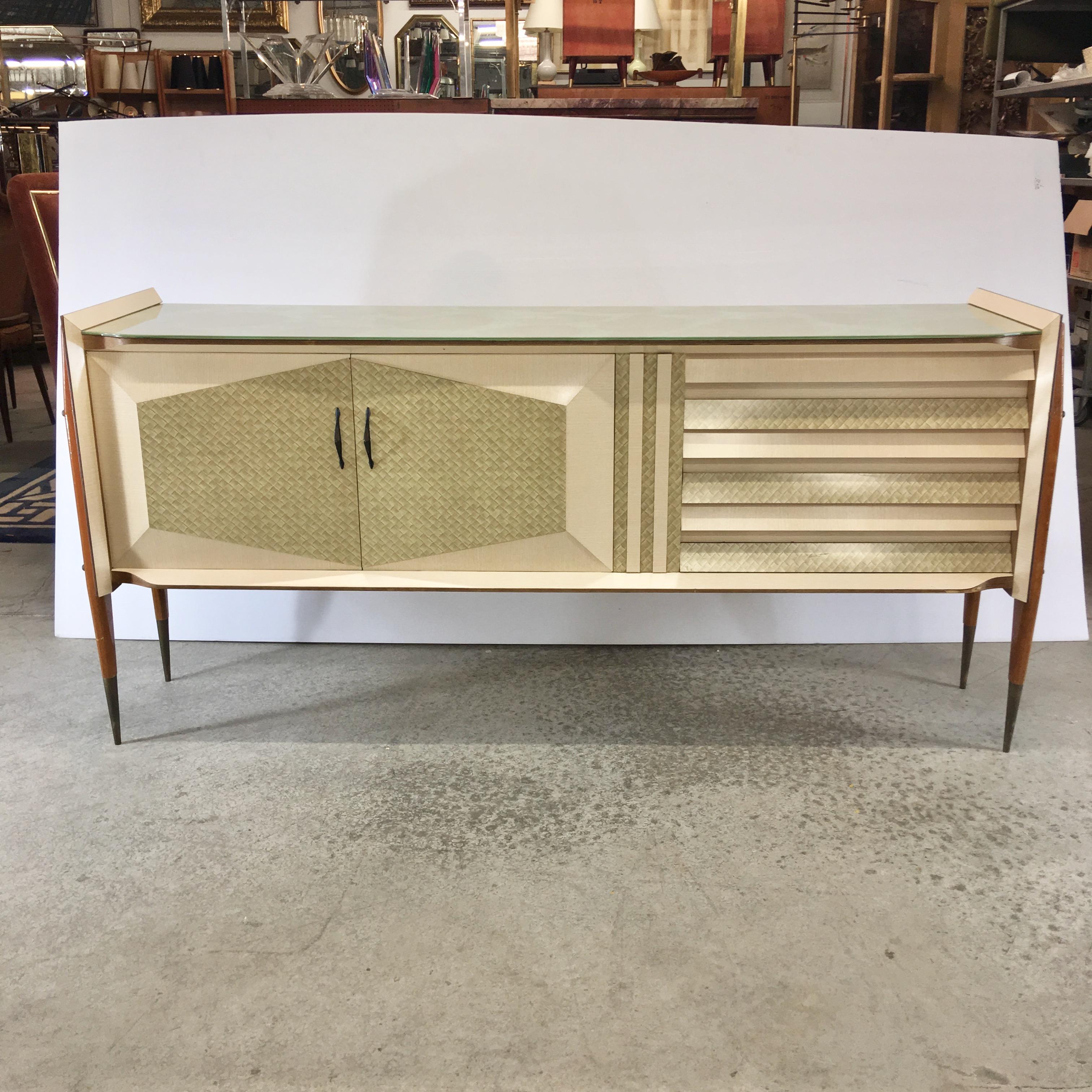 Roberto Aloi Floating Sideboard with Geometric Front For Sale 8