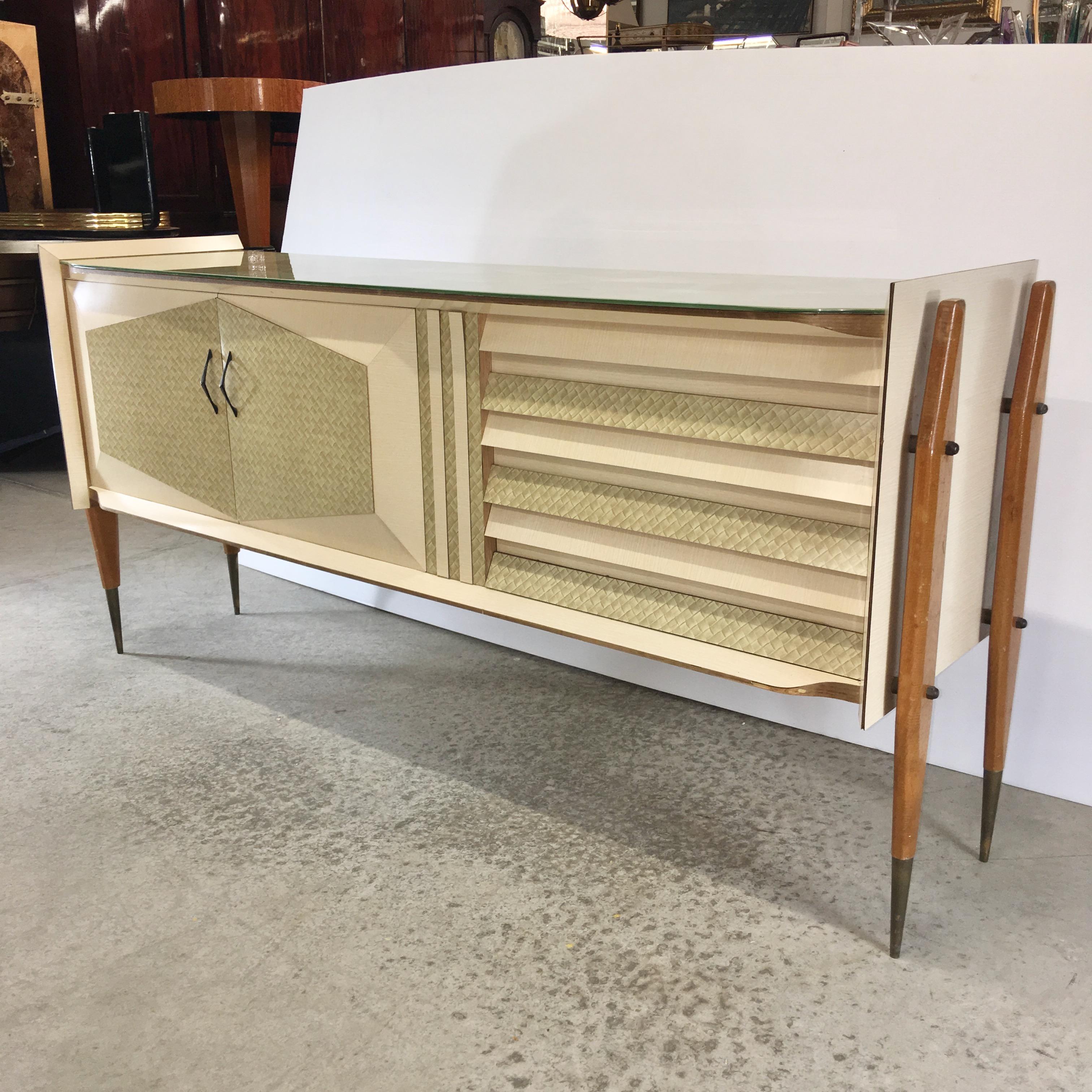 Roberto Aloi Floating Sideboard with Geometric Front For Sale 9