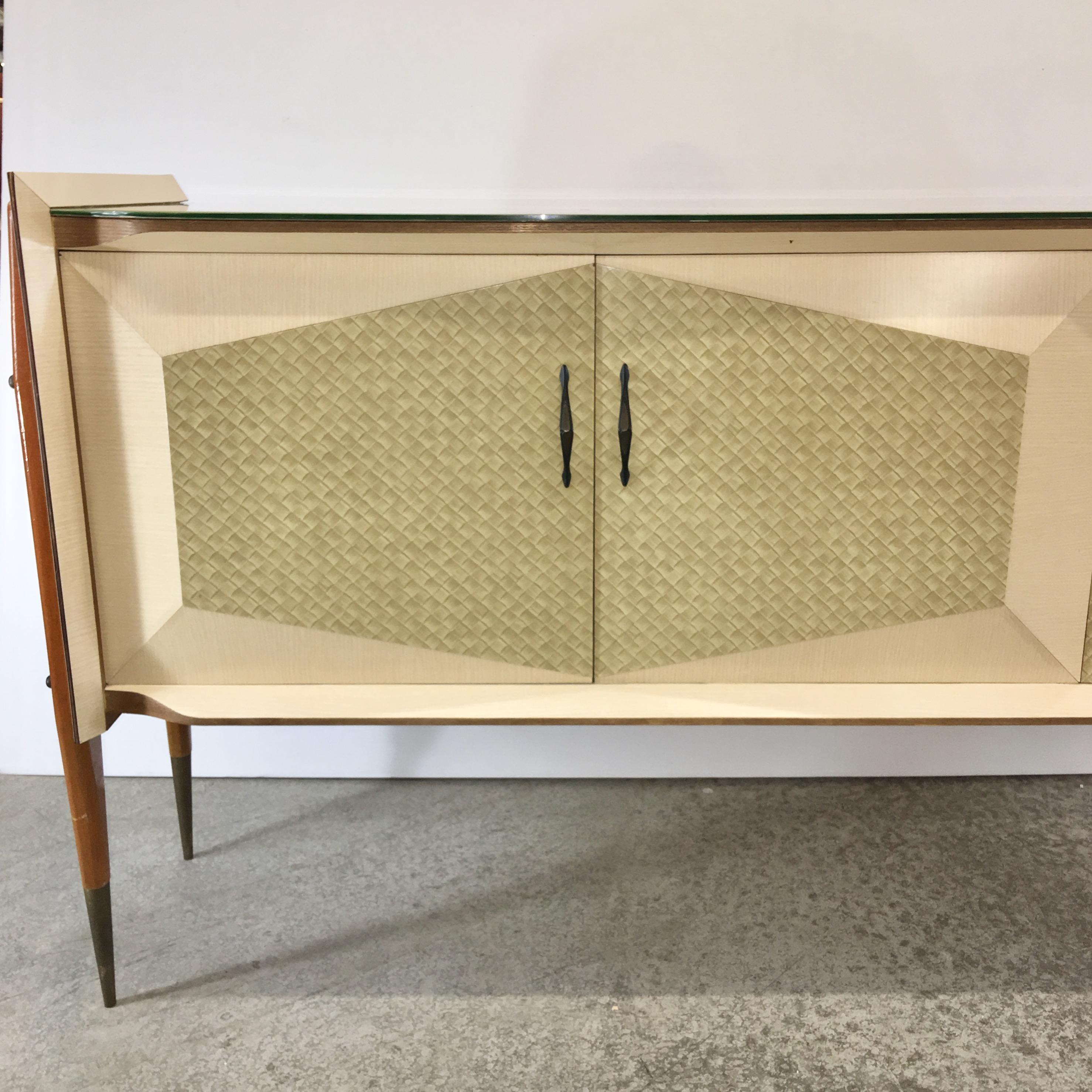 Roberto Aloi Floating Sideboard with Geometric Front For Sale 2