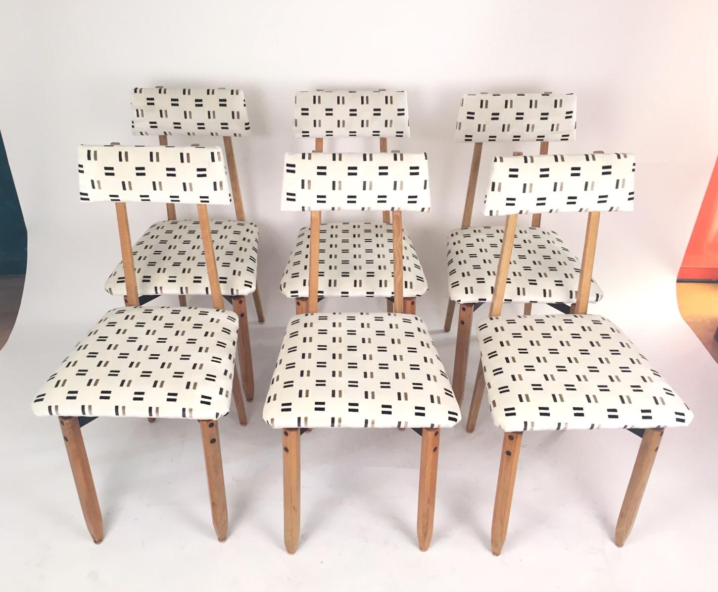 Mid-Century Modern Roberto Aloi Italian Mid-Century Set of Six Dining Chairs, 1950