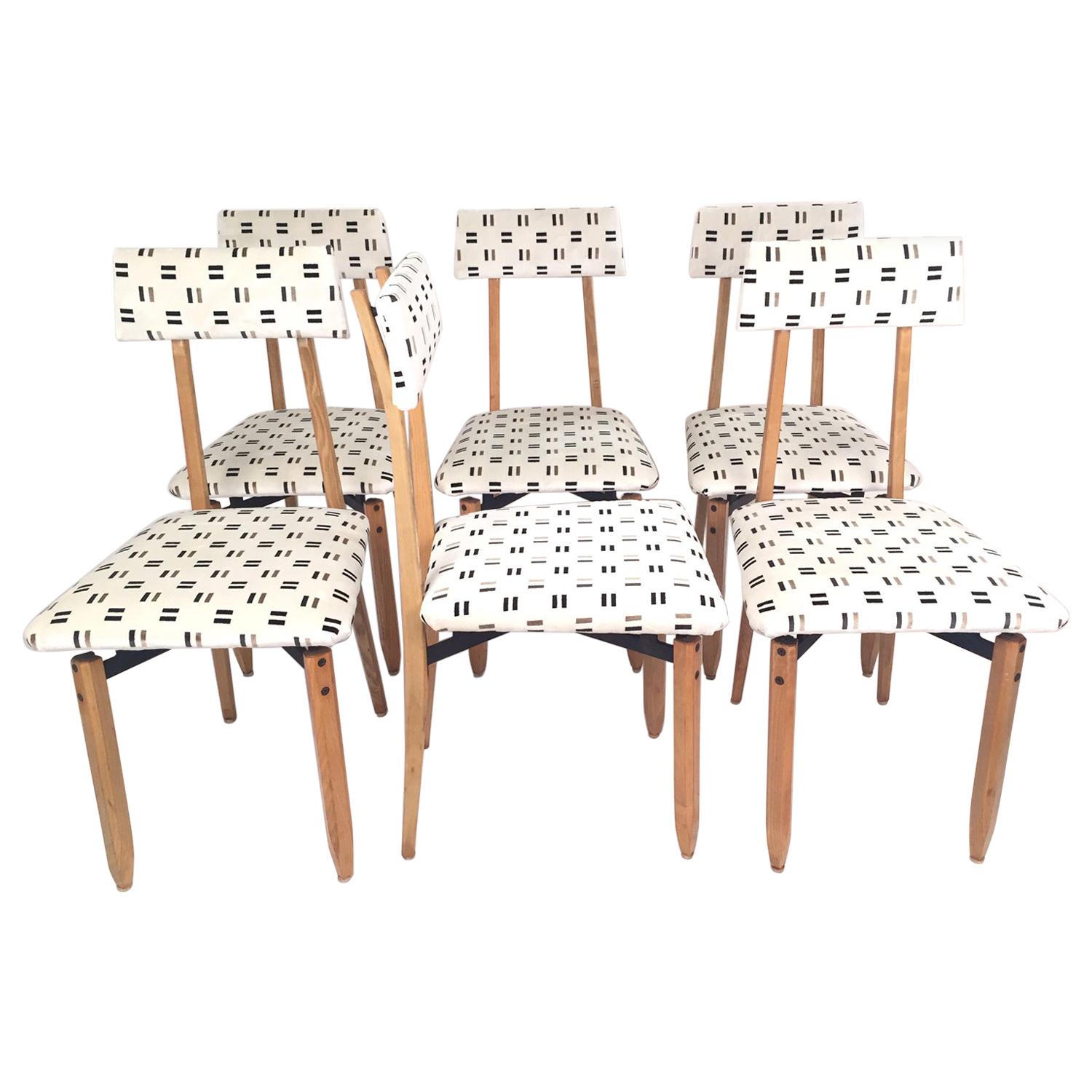 Roberto Aloi Italian Mid-Century Set of Six Dining Chairs, 1950