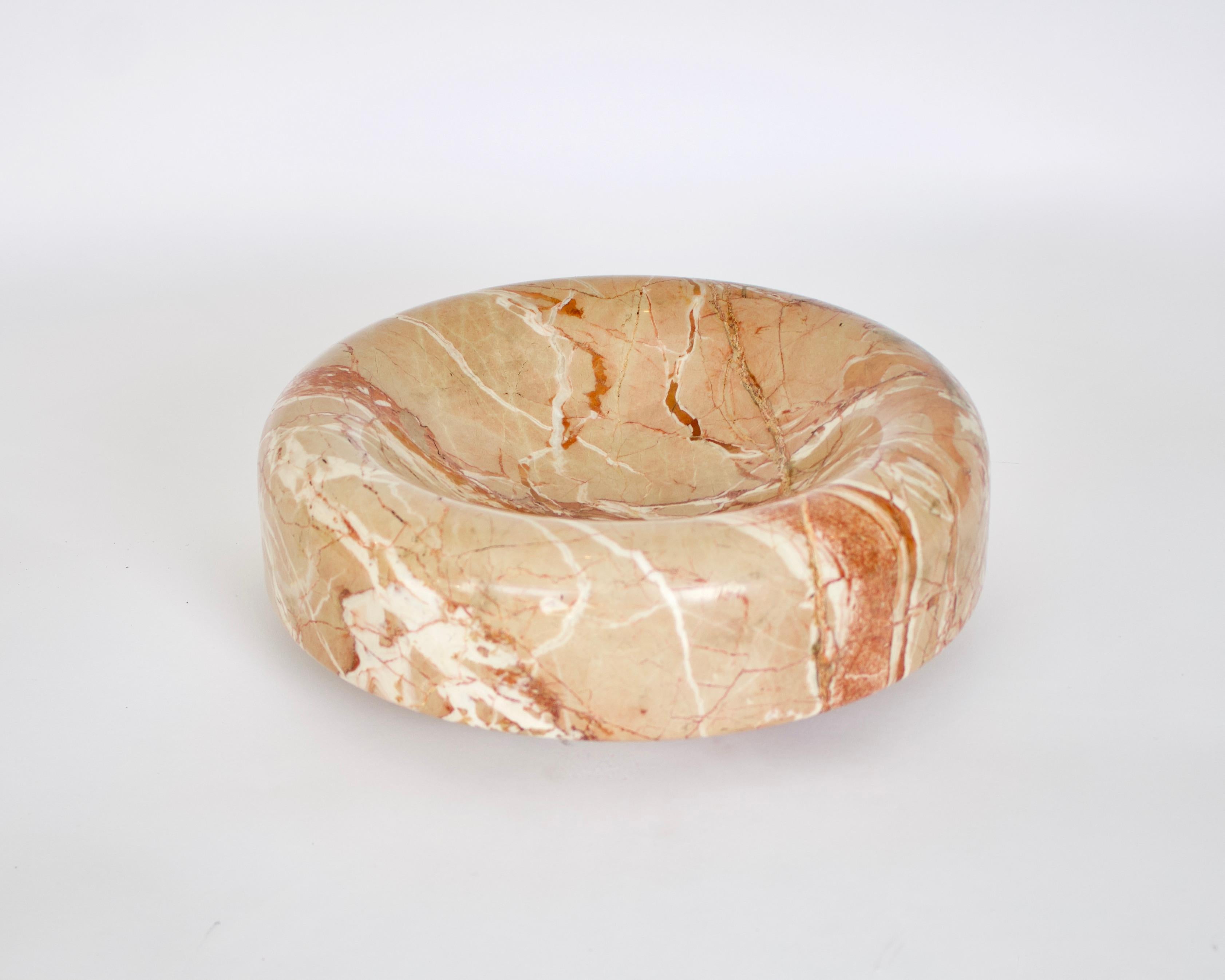 Mid-Century Modern Roberto Arioli for Gabbianelli Dish Centerpiece Pale Peach Italian Marble