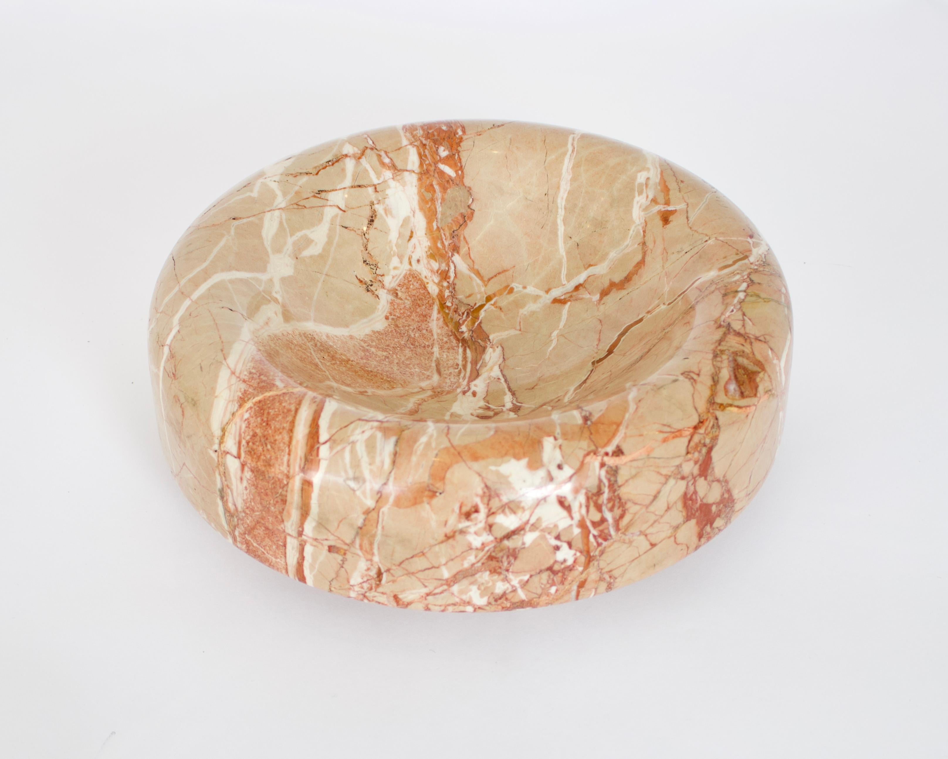 Roberto Arioli for Gabbianelli Dish Centerpiece Pale Peach Italian Marble In Excellent Condition In Chicago, IL