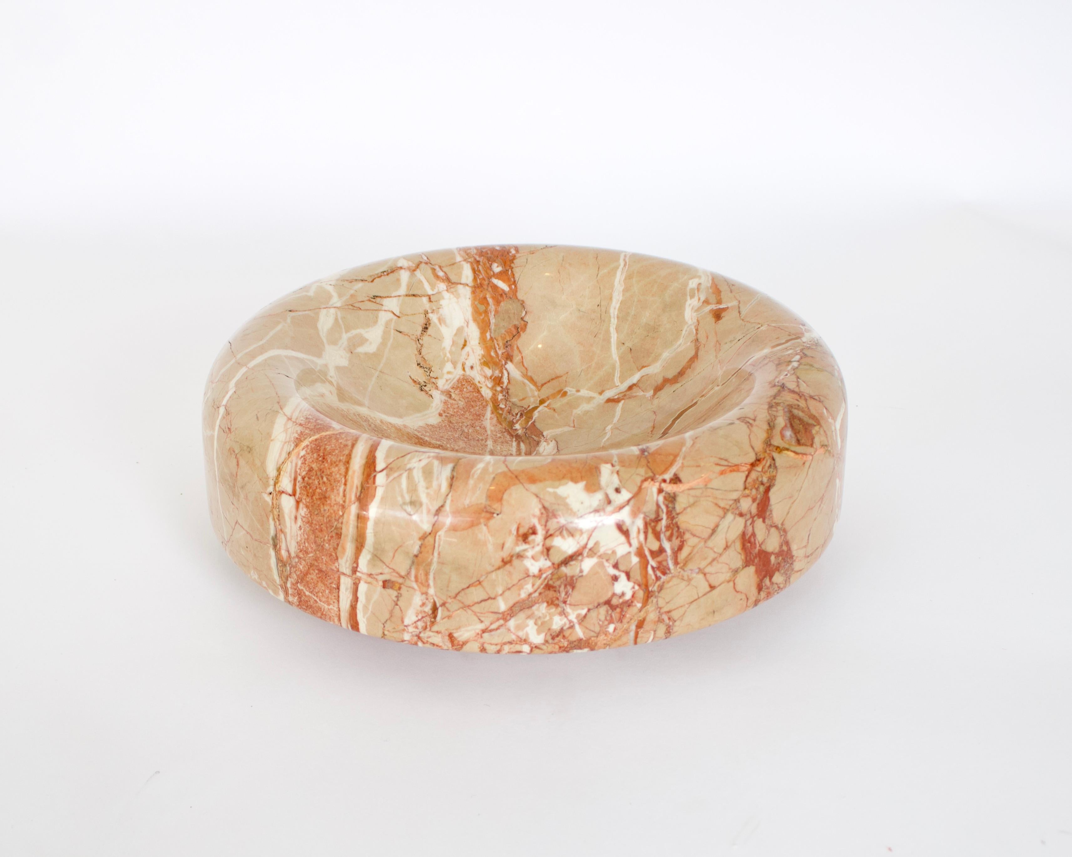 Mid-20th Century Roberto Arioli for Gabbianelli Dish Centerpiece Pale Peach Italian Marble