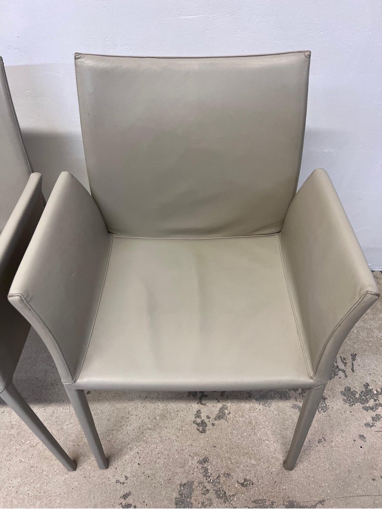 Roberto Barbieri Lea Leather Dining Arm Chairs for Zanotta, Set of ...