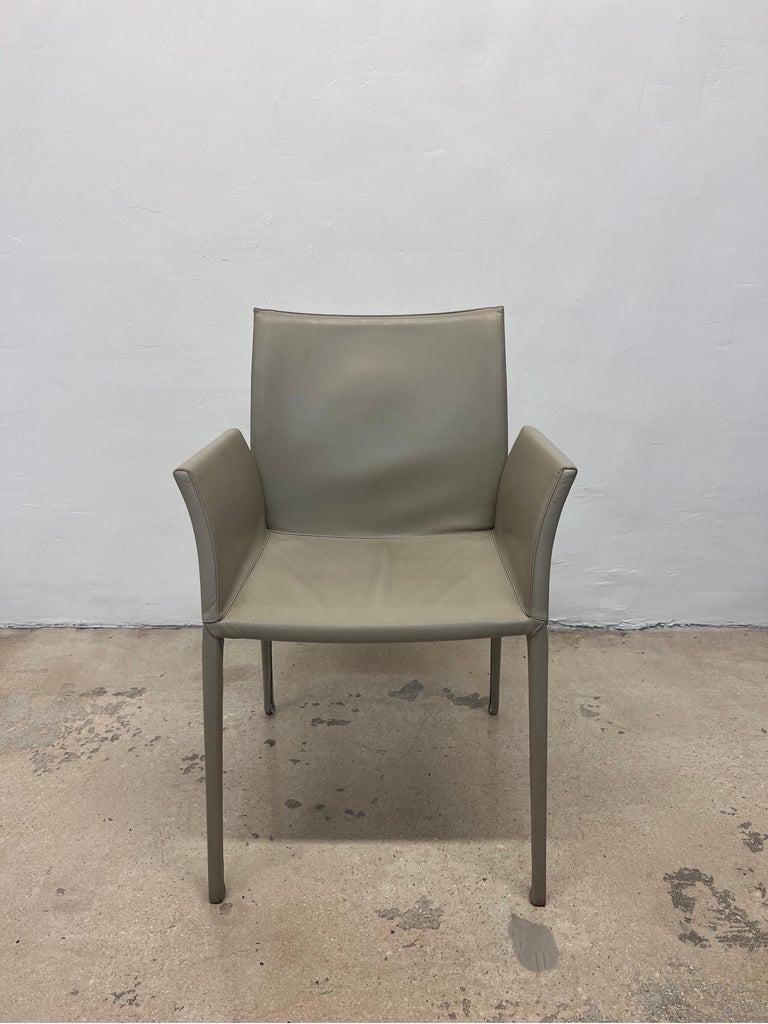 Roberto Barbieri Lea Leather Dining Arm Chairs for Zanotta, Set of ...