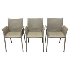 Roberto Barbieri Lea Leather Dining Arm Chairs for Zanotta, Set of Three