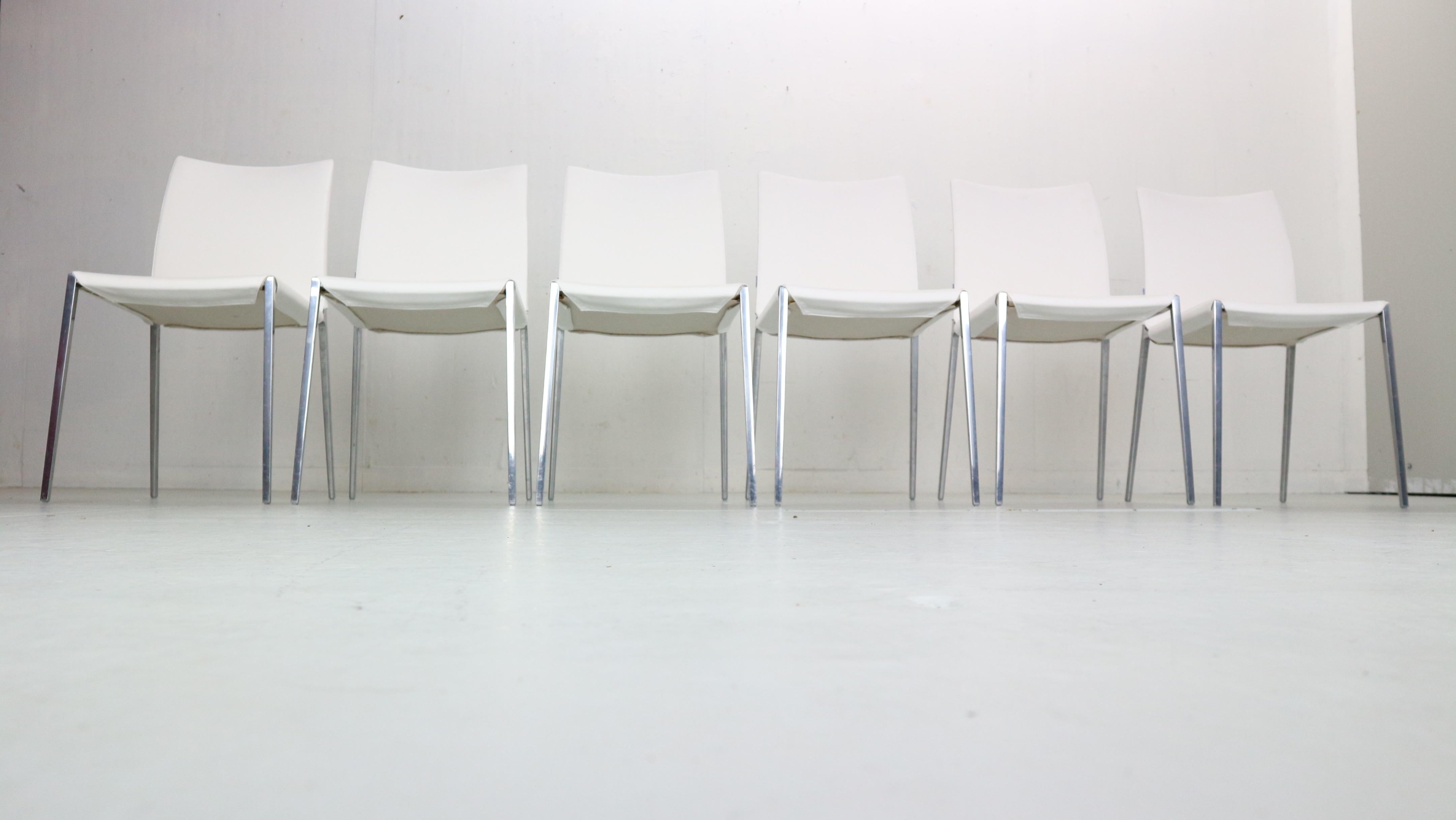 Modern Roberto Barbieri Set of 6 White Dinning Chairs 