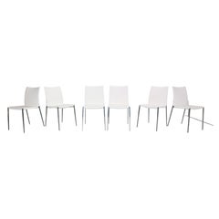 Vintage Roberto Barbieri Set of 6 White Dinning Chairs "Lia" for Zanotta, Italy