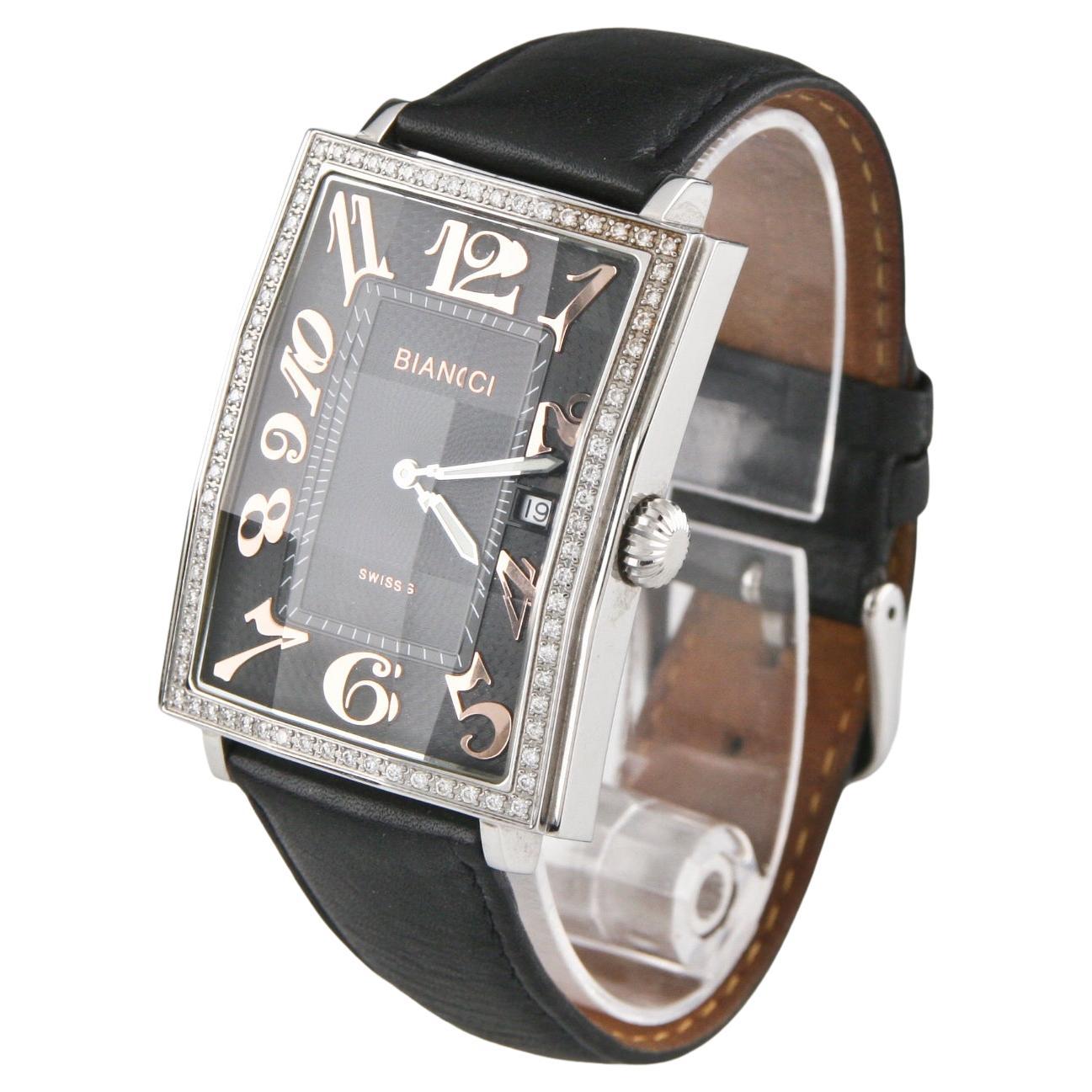 Roberto Bianci Edelstahl-Armbanduhr mit Diamanten