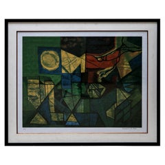 Roberto Burle Marx Abstract Print in Green and Yellow, 1960s