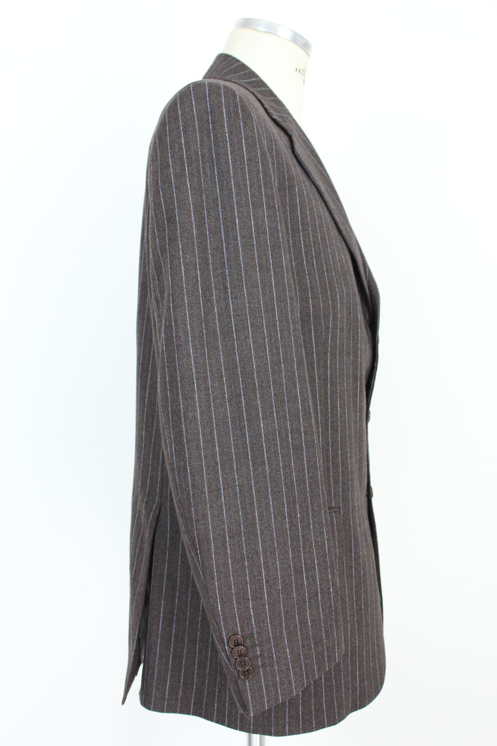 Roberto Capucci Brown Pinstriped Men's Suit 1990s Classic In Excellent Condition In Brindisi, Bt