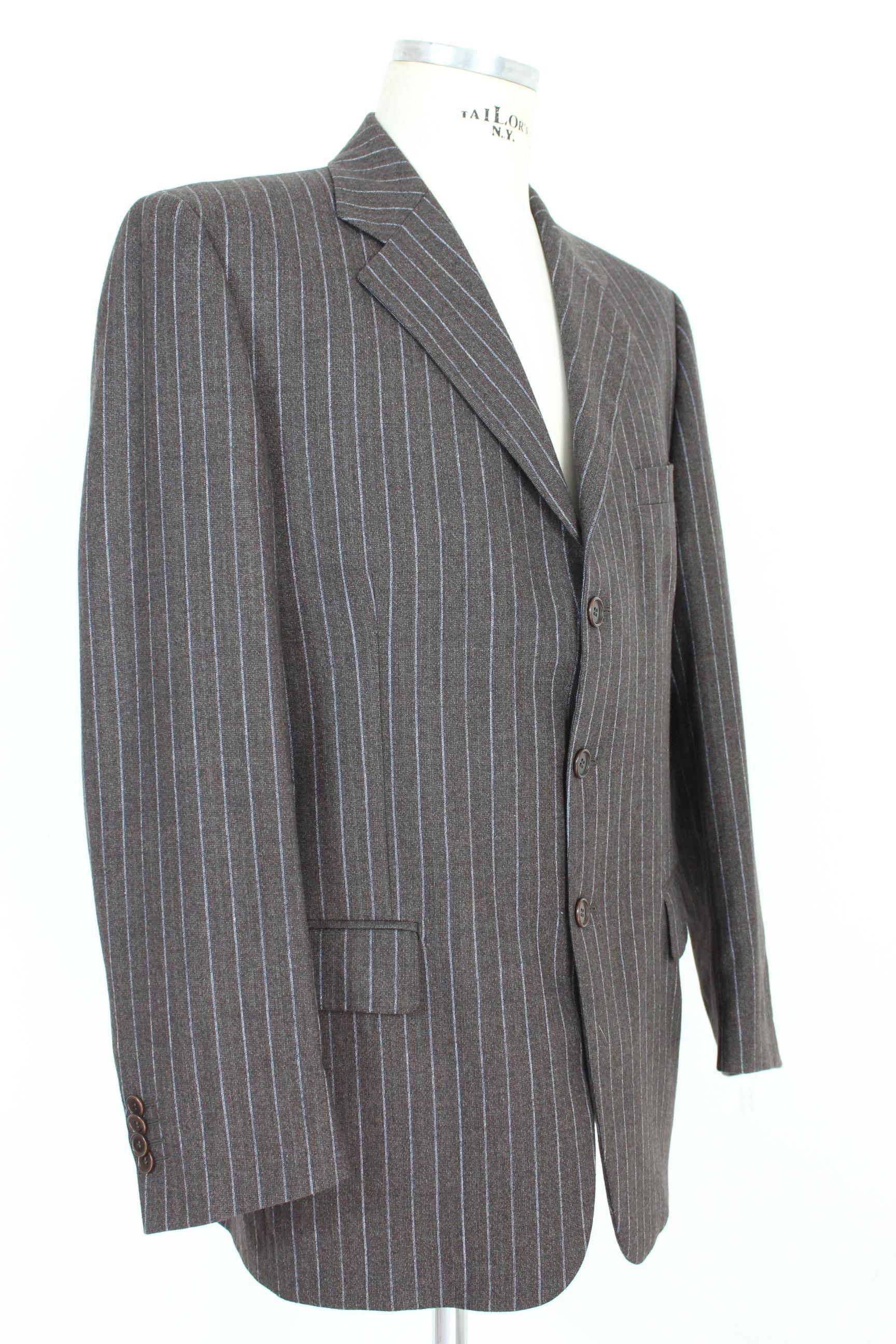 Roberto Capucci Brown Pinstriped Men's Suit 1990s Classic 1