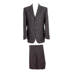 Vintage Roberto Capucci Brown Pinstriped Men's Suit 1990s Classic