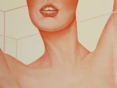 Lèvres en perspective, lithographie de nu de Roberto Carbone