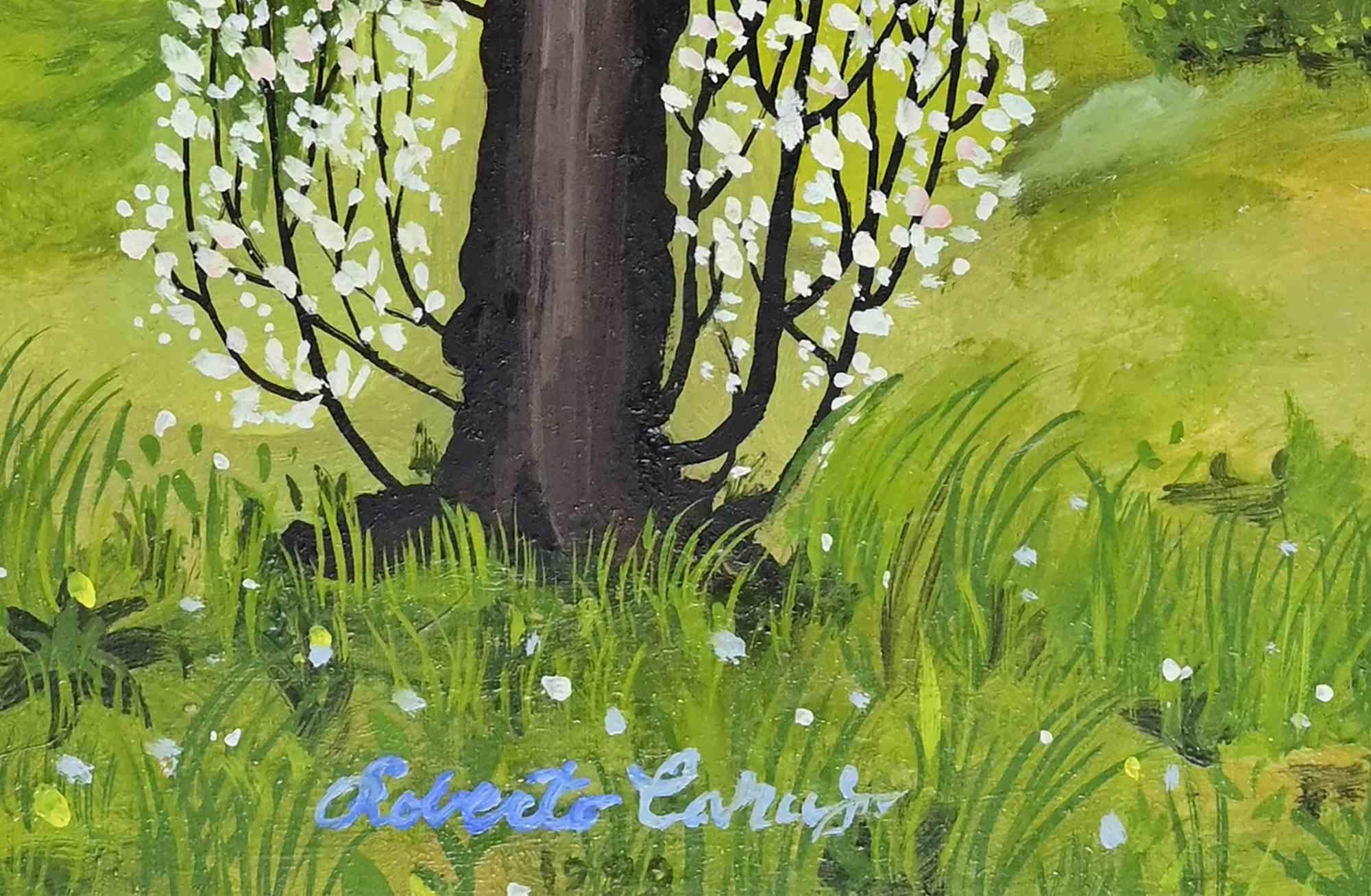 Der Baum - Gemälde von Roberto Caruso - 1990 im Angebot 1