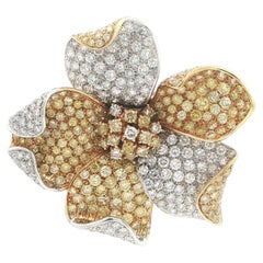 Roberto Casarin 18k Gold 20ctw GIA Diamond Flexible Large Flower Brooch Pendant