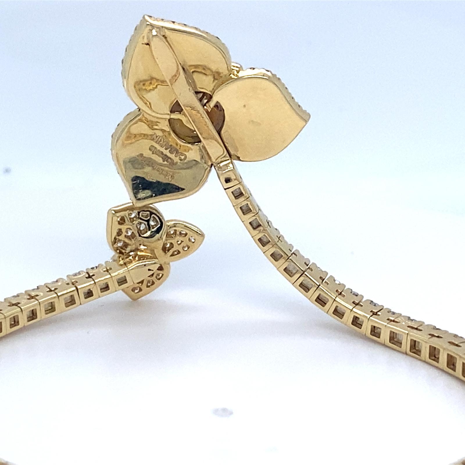 Modern Roberto Casarin 18k Gold & Mother-of-Pearl Bracelet w/ 1.75ct Diamonds, Size 6 For Sale