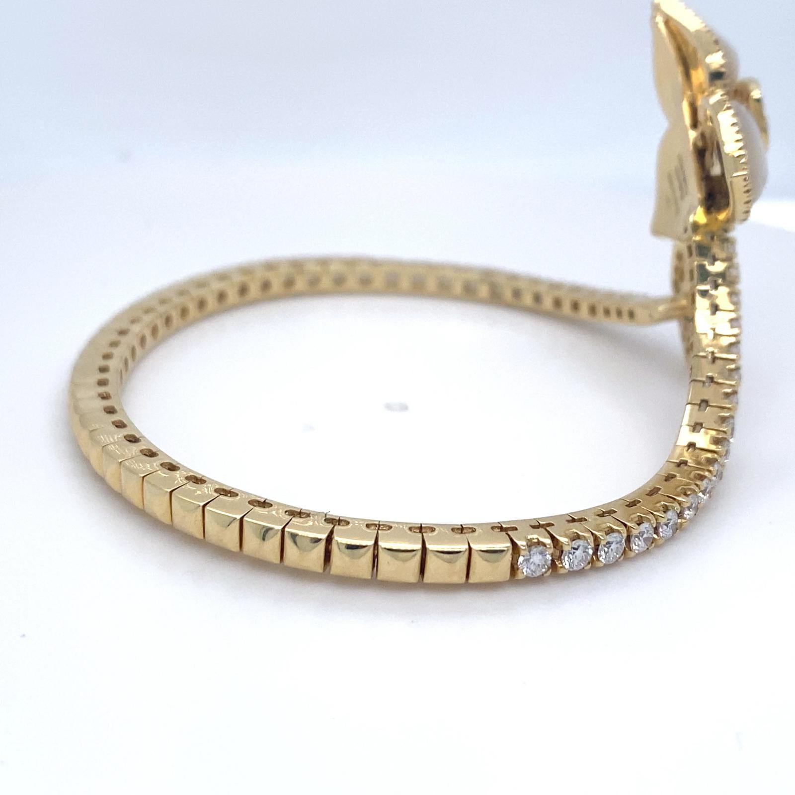 Roberto Casarin 18k Gold & Mother-of-Pearl Bracelet w/ 1.75ct Diamonds, Size 6 For Sale 3