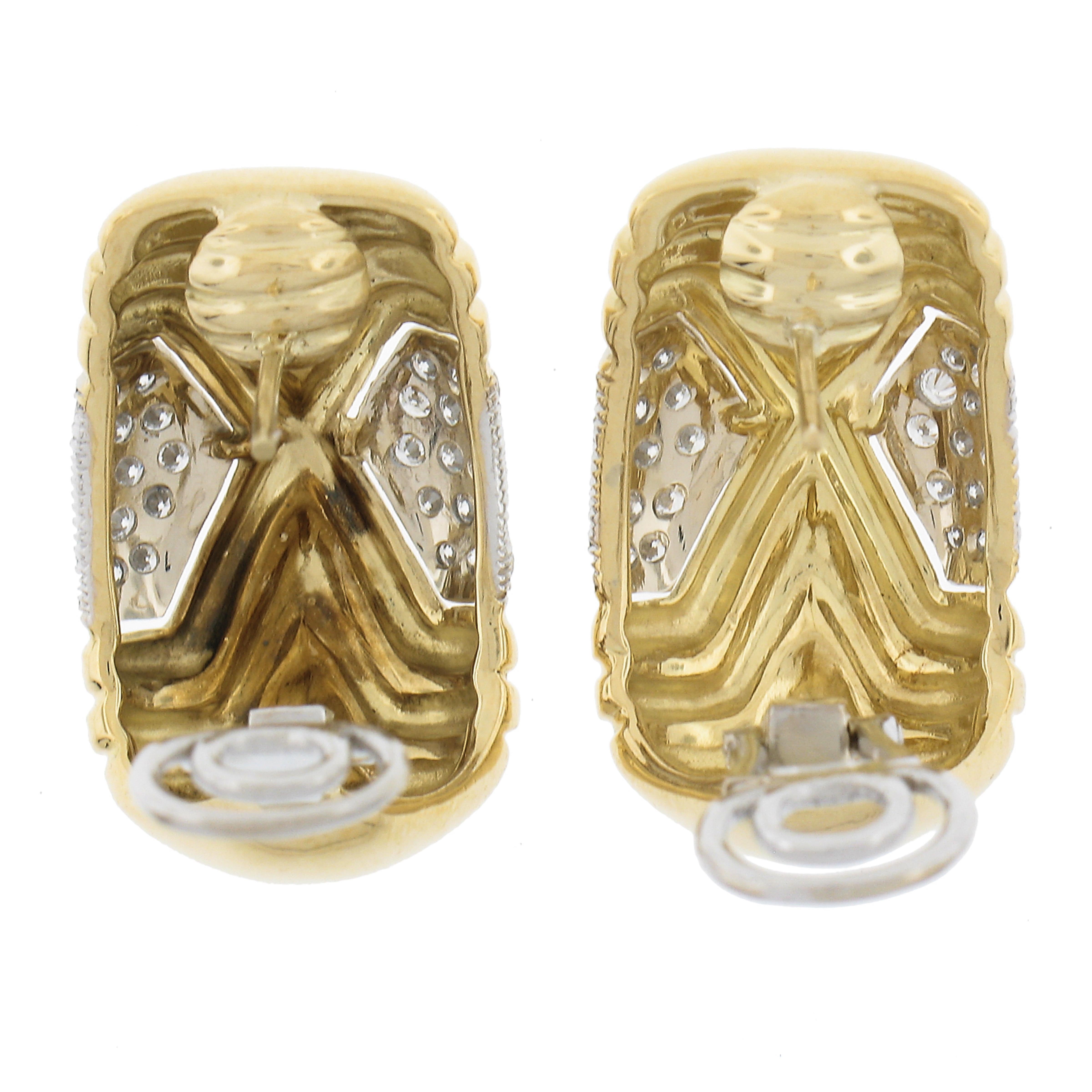 Roberto Casarin 18K TT Gold 0,60ctw Pave Set Diamant Breite gewölbte Manschettenohrringe im Angebot 1