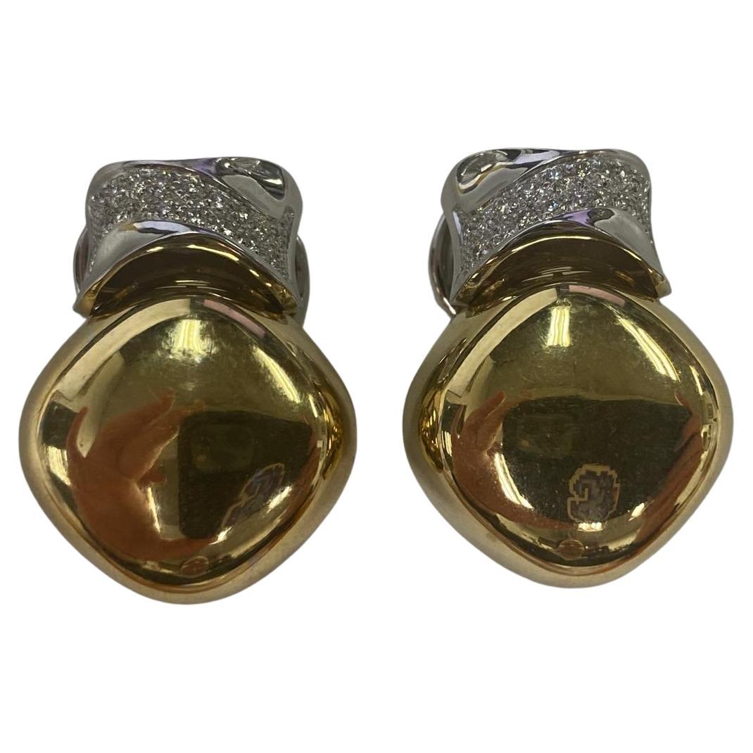 Roberto Casarin Pendientes de clip de oro bicolor de 18 quilates con diamantes de 0,70 ct
