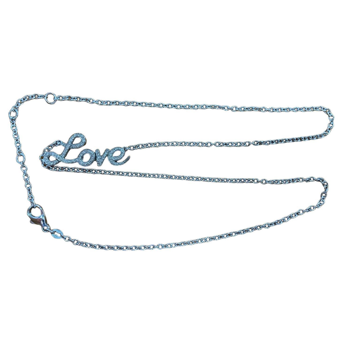 Roberto Casarin 18k White Gold & 0.35ct Diamond "Love" Chain Necklace, 21 Inches