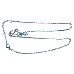 Roberto Casarin 18k White Gold & 0.35ct Diamond "Love" Chain Necklace, 21 Inches