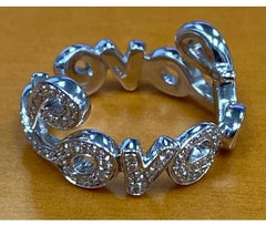 Roberto Casarin 18k White Gold & 0.40ct Diamond "Love" Script Ring, Size 6.75