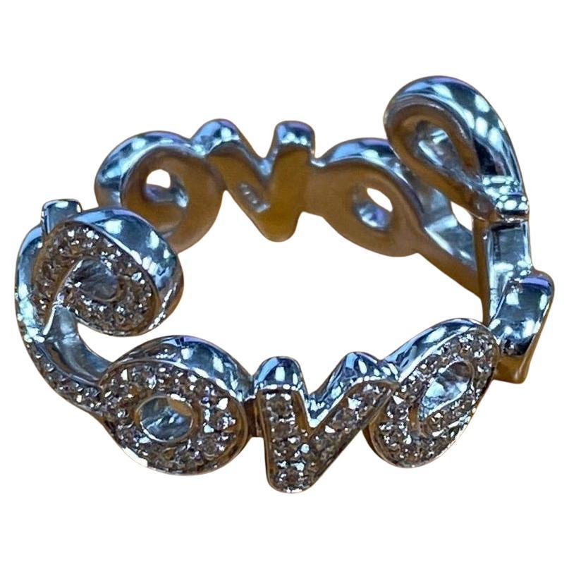 Roberto Casarin 18k White Gold & 0.40ct Diamond "Love" Script Ring, Size 6.75