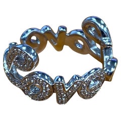Roberto Casarin 18 Karat Weißgold & 0,40 Karat Diamant „Love“ Schriftring, Größe 6,75