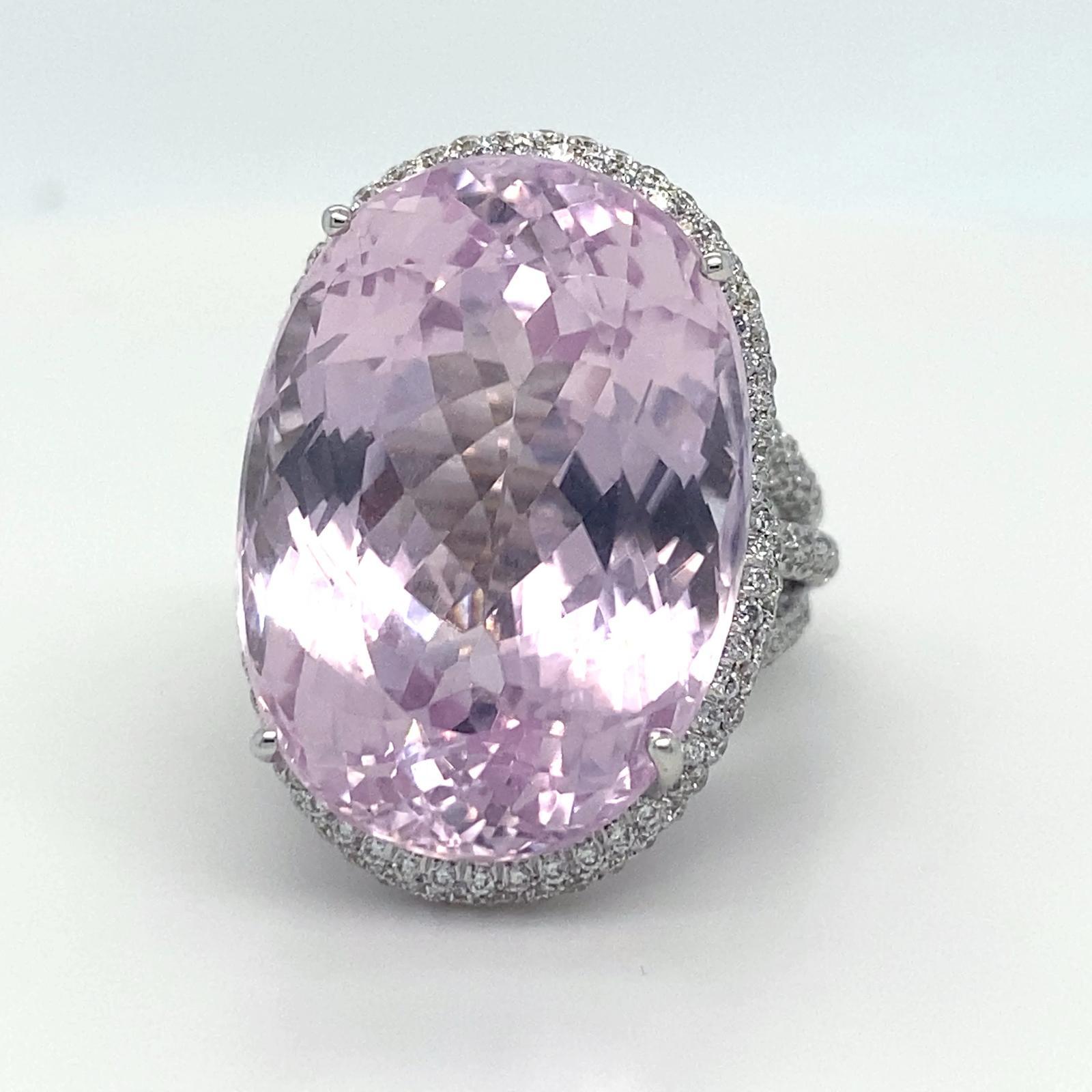 Roberto Casarin Ring aus 18 Karat Weißgold mit Kunzit und Diamanten (Sz 6,75) und Ohrring Set im Angebot 5
