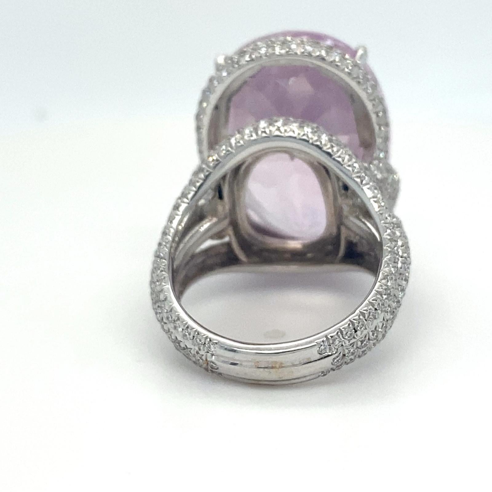 Roberto Casarin Ring aus 18 Karat Weißgold mit Kunzit und Diamanten (Sz 6,75) und Ohrring Set im Angebot 6