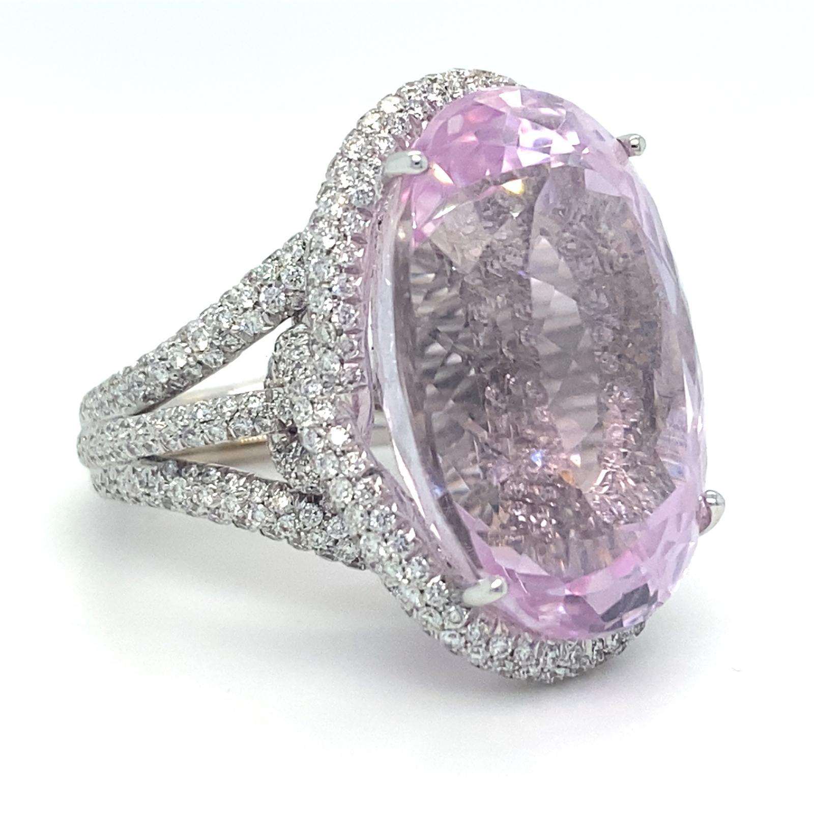 Roberto Casarin Ring aus 18 Karat Weißgold mit Kunzit und Diamanten (Sz 6,75) und Ohrring Set im Angebot 7