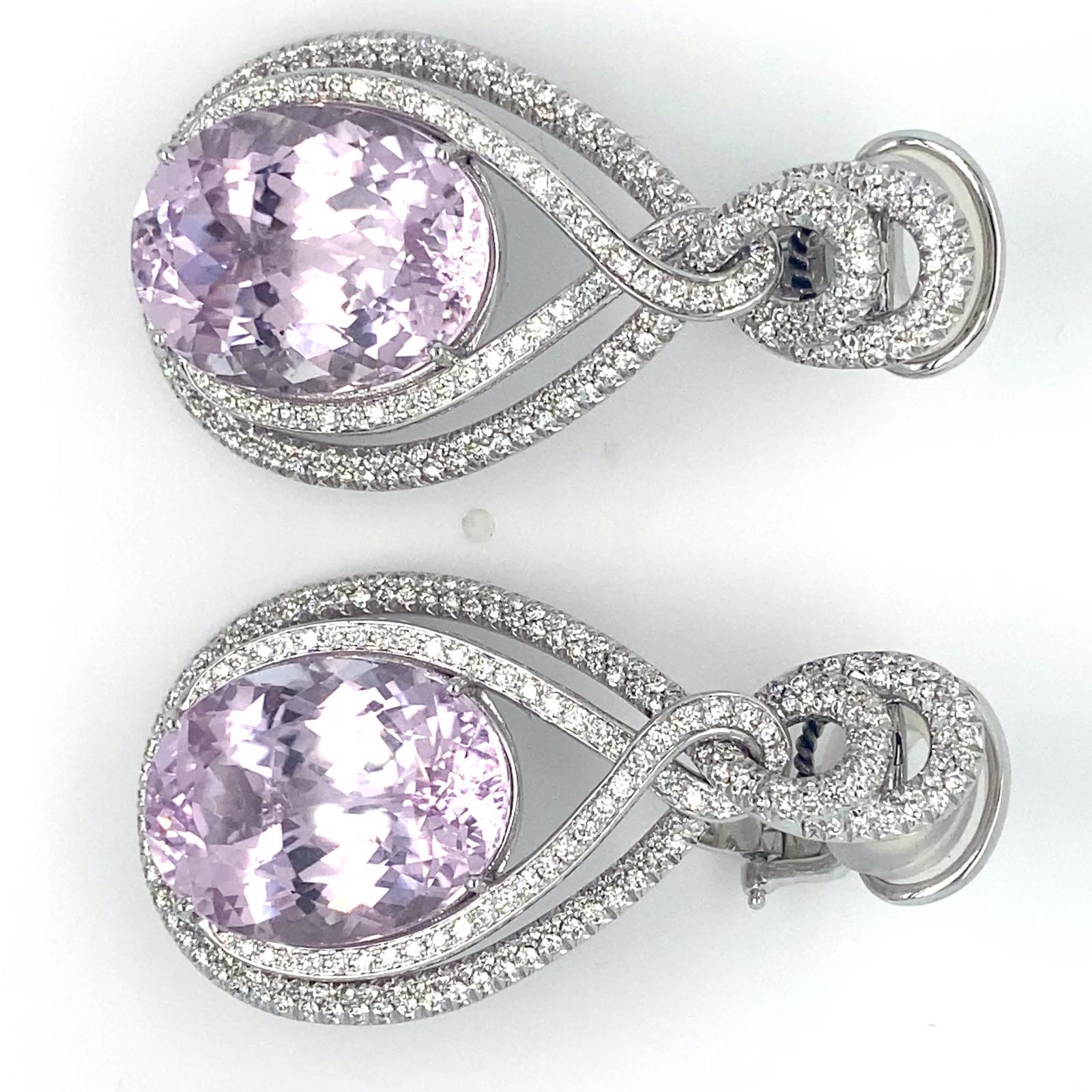 Roberto Casarin Ring aus 18 Karat Weißgold mit Kunzit und Diamanten (Sz 6,75) und Ohrring Set im Angebot 8