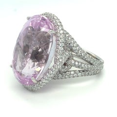 Roberto Casarin 18k White Gold Kunzite and Diamond Ring (Sz 6.75) & Earring Set