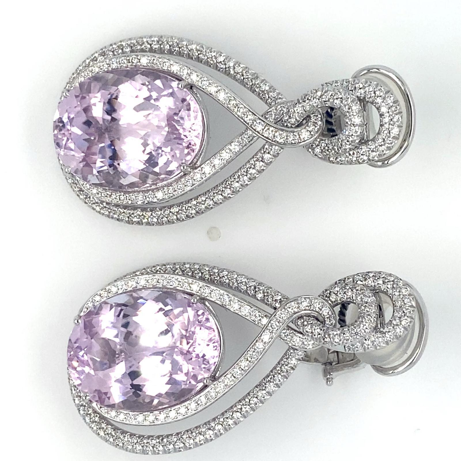 Roberto Casarin Ring aus 18 Karat Weißgold mit Kunzit und Diamanten (Sz 6,75) und Ohrring Set im Angebot 14