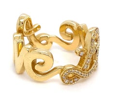 Roberto Casarin 18k Yellow Gold and Diamond "Love" Band Ring, Size 6.5