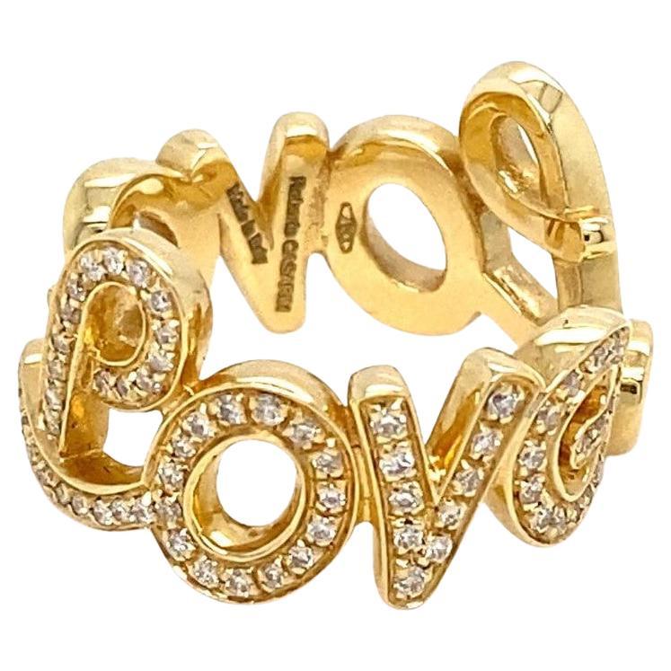 Roberto Casarin 18 Karat Gelbgold und Diamant "Love" Bandring, Größe 6,5 im Angebot