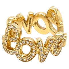 Roberto Casarin 18 Karat Gelbgold und Diamant "Love" Bandring, Größe 6,5