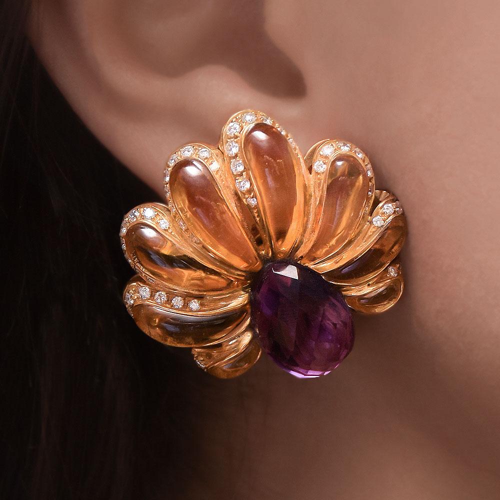citrine flower earrings