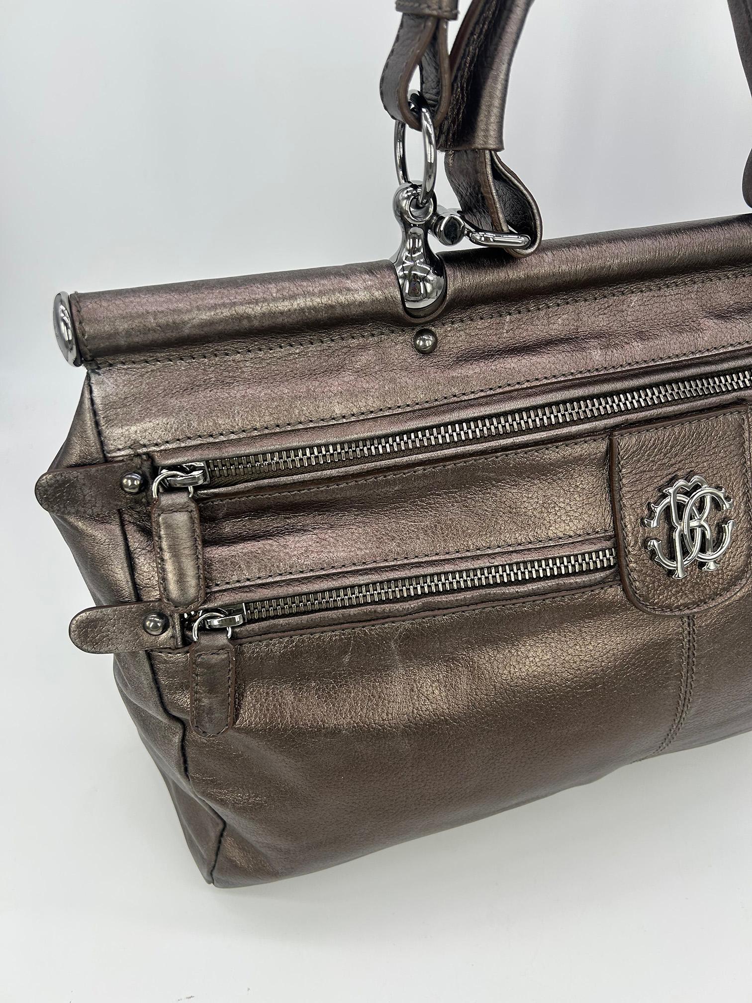 Roberto Cavali Metallic Bronze Leather Diva Bag For Sale 5