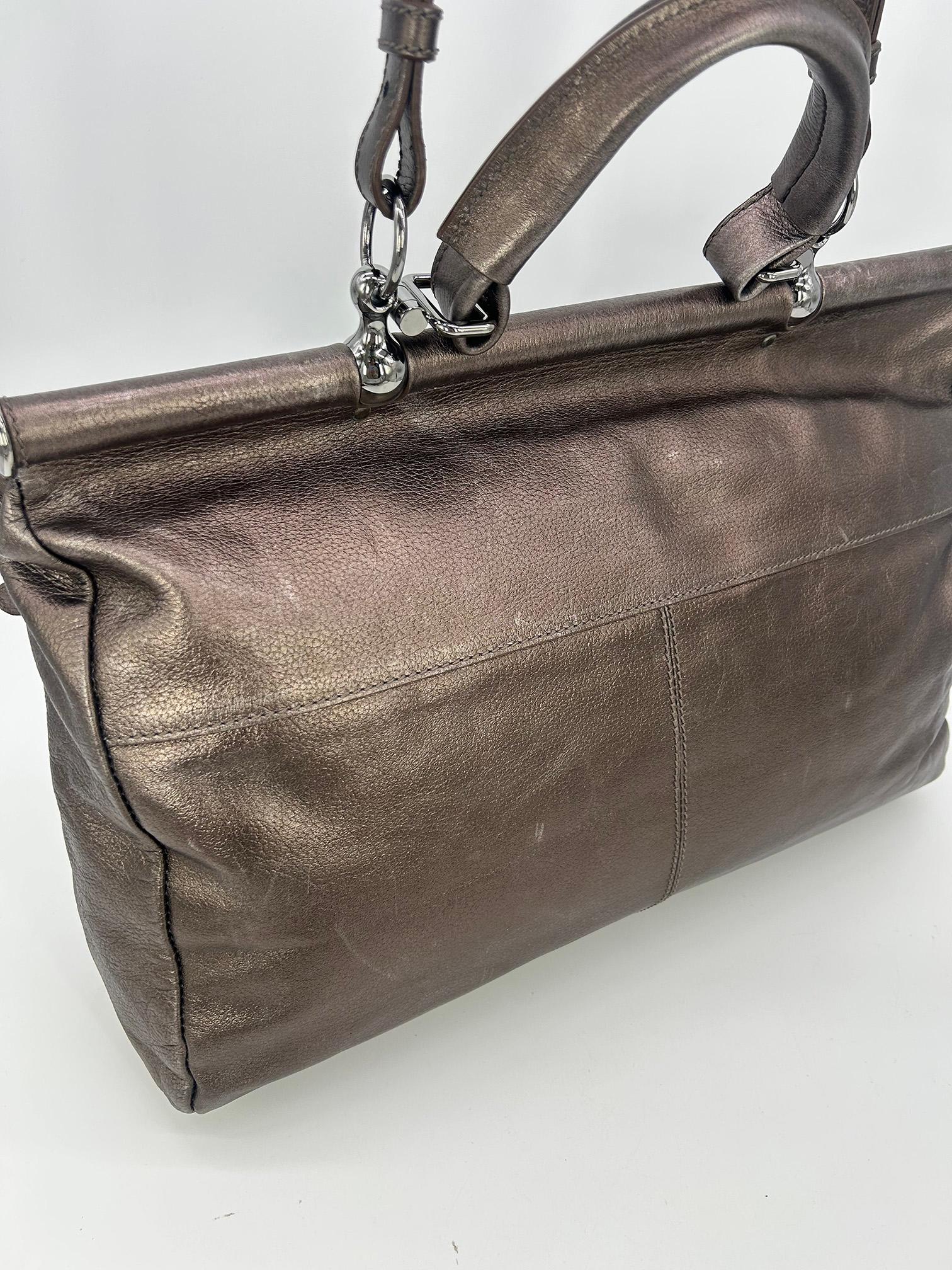 Roberto Cavali Metallic Bronze Leather Diva Bag For Sale 7