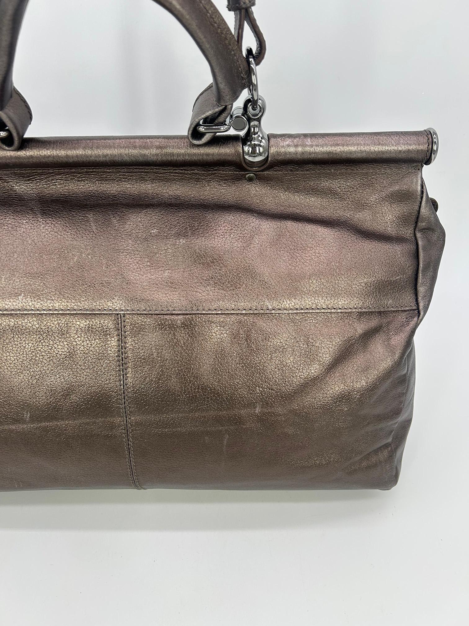 Roberto Cavali Metallic Bronze Leather Diva Bag For Sale 8